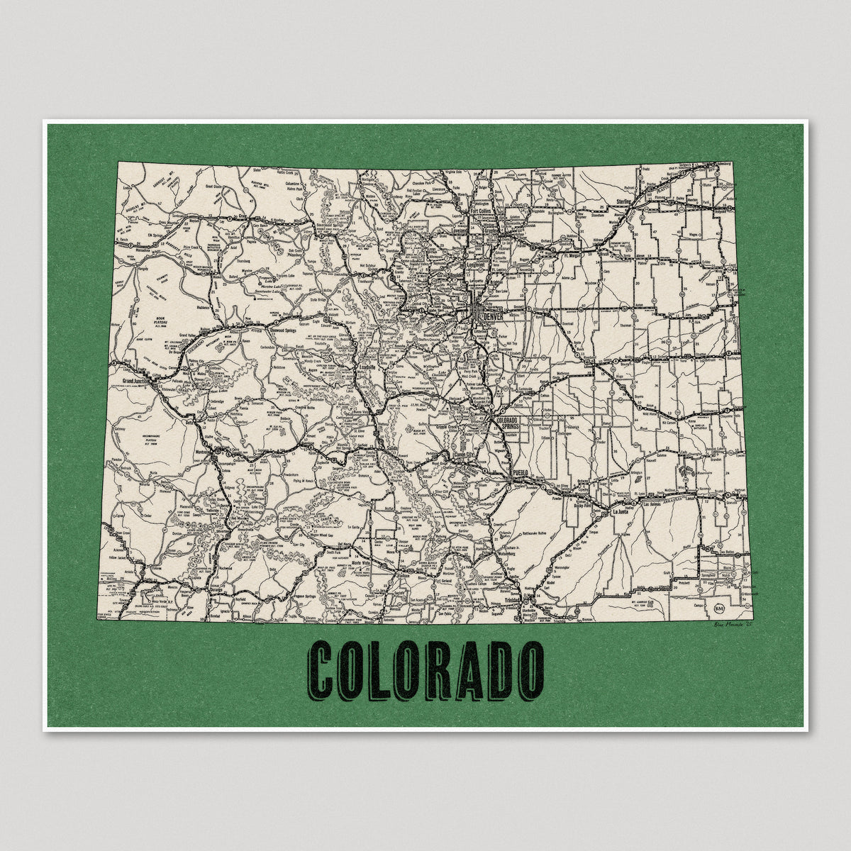 Colorado Vintage Road Map, Multiple Colors #3 – Blue Monocle Maps
